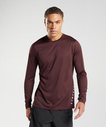 Gymshark Sport Long Sleeve Herr Vinröda Svarta | SE 3638SGL